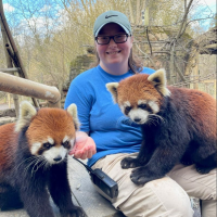 Amanda Hawk with red pandas